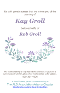 It’s with Great Sadness That We Inform You of the Passing of Kay Groll